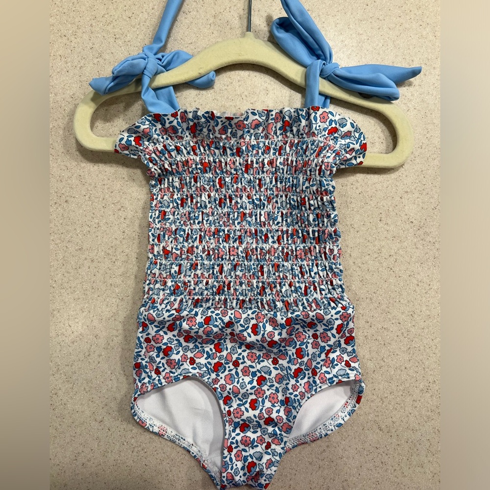 Baby Girls Minnow Swim Smocked Americana One Piece 6m-18m